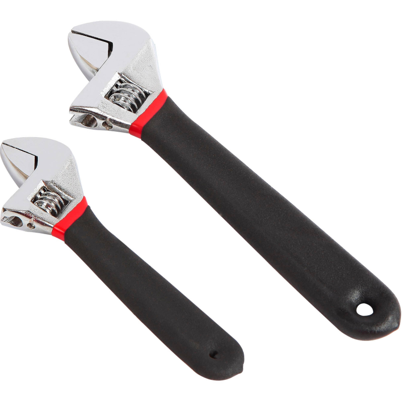Hyper Tough 2-Piece Adjustable Wrench Set with Comfort Handles