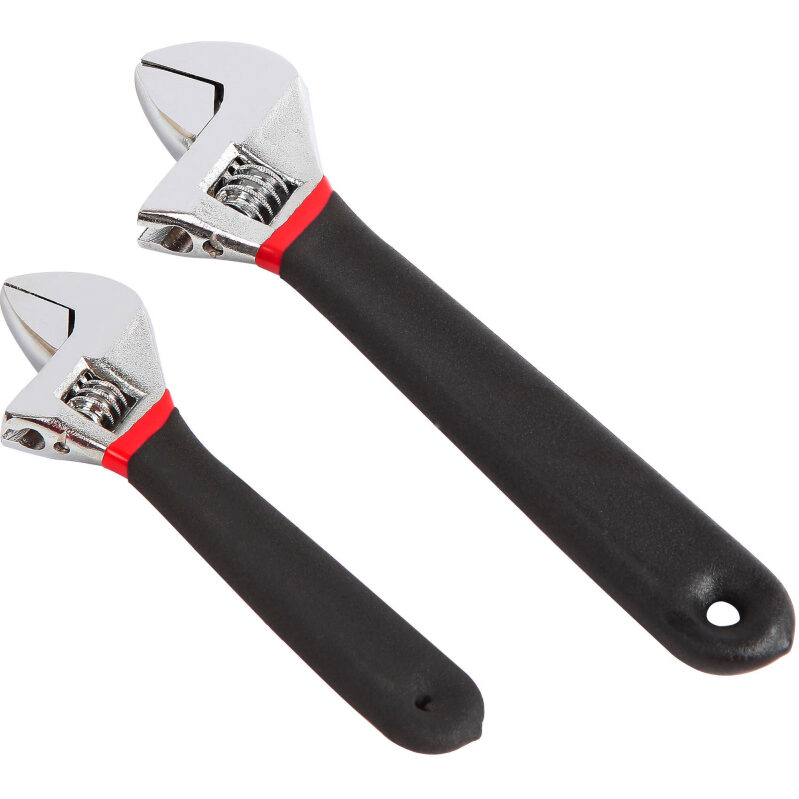 Hyper Tough 2-Piece Adjustable Wrench Set with Comfort Handles
