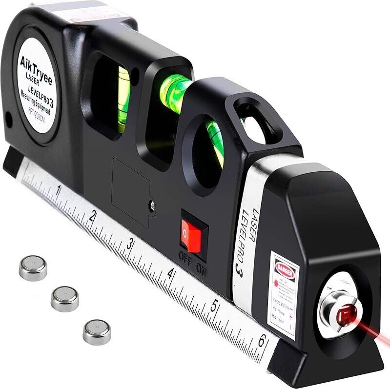 AikTryee Multipurpose Laser Level Line Tool Kit with Metric Rulers