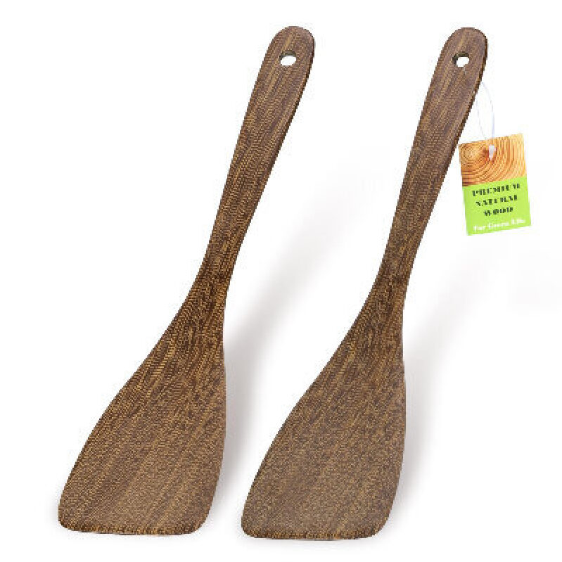 Natural Wooden Long-Handled Spatulas - Durable and Eco-Friendly