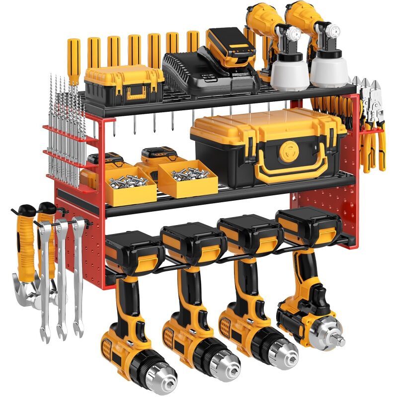 Heavy Duty Wall Mount Power Tool Organizer - 150Lbs Capacity