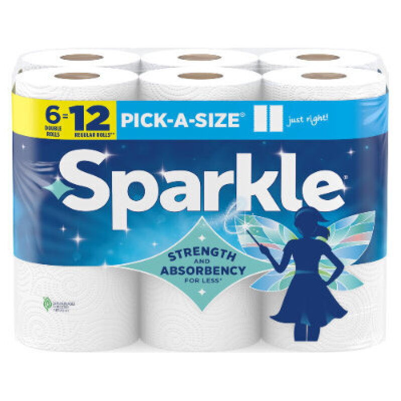 Sparkle Disposable Kitchen Towels - 6 Rolls of Premium Absorbency