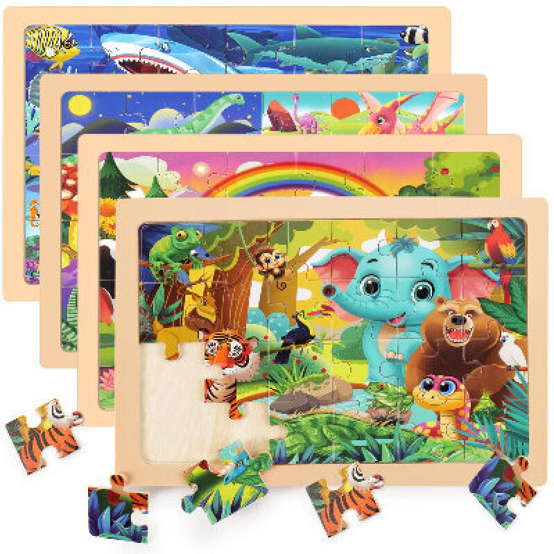 Nexority Wooden Children's Puzzles - 4 Sets