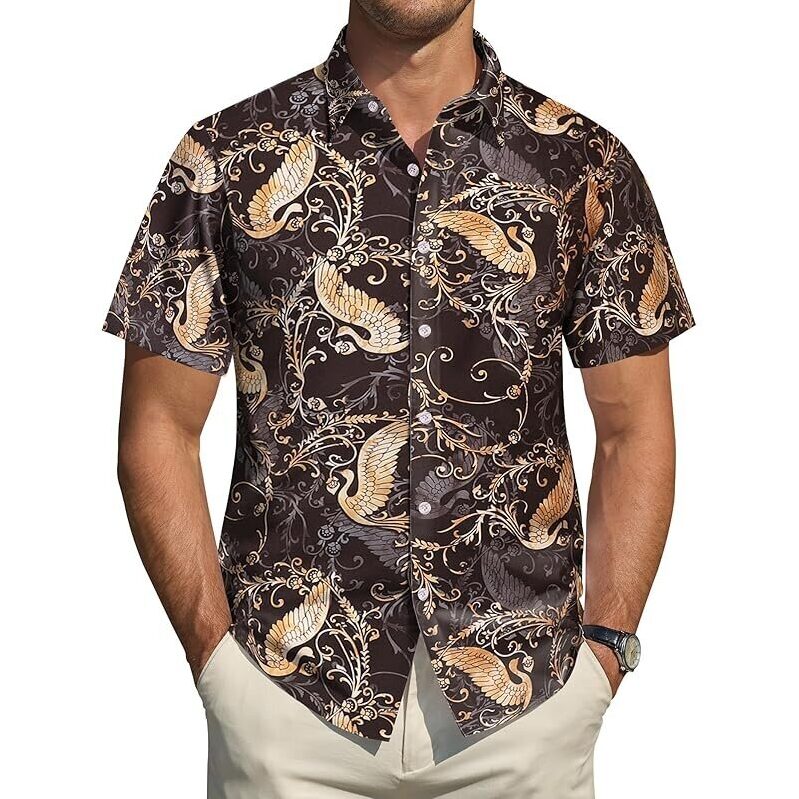 Elegant Brown Hawaiian Shirt for Men - Stylish and Comfortable