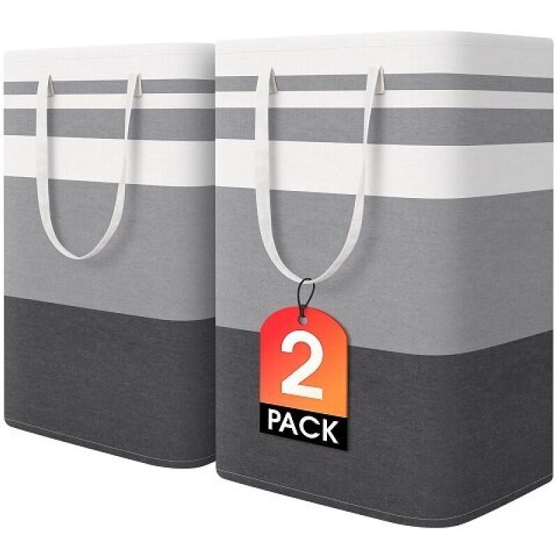 Multi-Functional Collapsible Canvas Laundry Hampers - 2 Pack