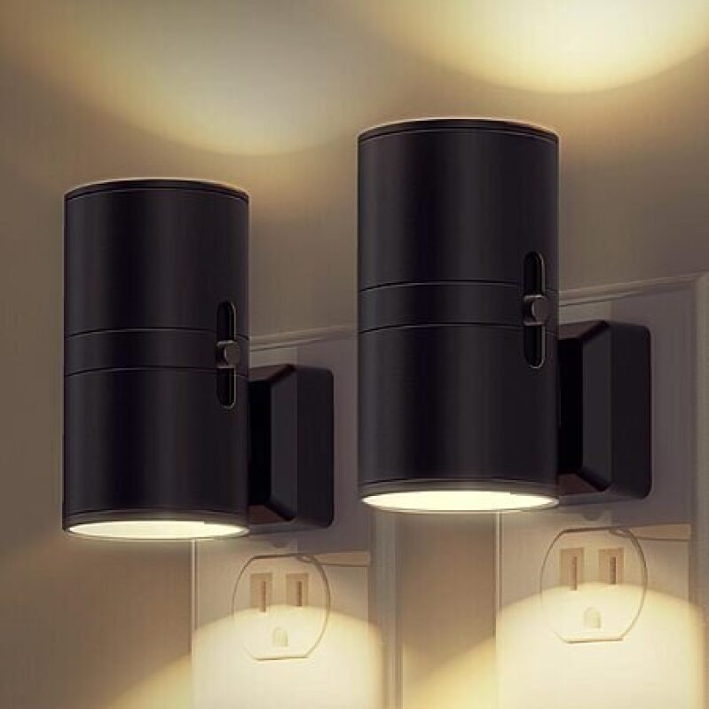 2-Pack L Lohas LED Adjustable Wall Plug Night Lights w/ Light Sensor (3000K) - Great Value Deal