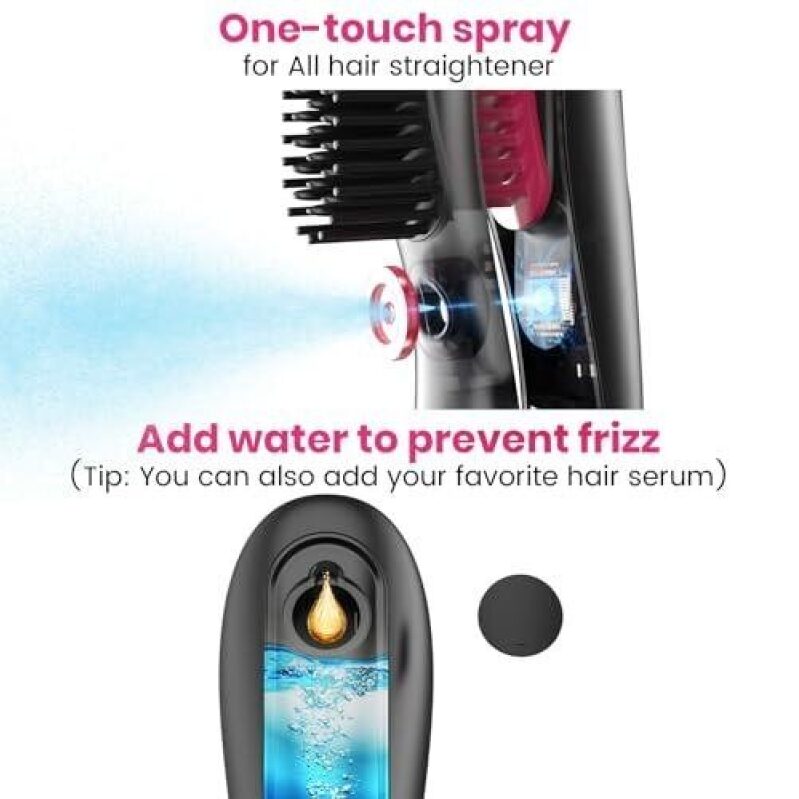 3-in-1 Wireless Straightening Brush with Mist Spray - 52% OFF