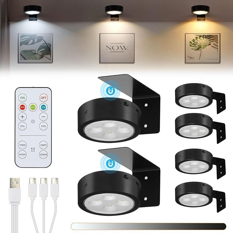 Glighone Rechargeable Battery Picture Light 6pcs - Convenient and Long-lasting Lighting Solution