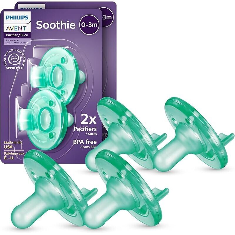 4-Pack Philips Avent Soothie 100% Silicone Baby Pacifiers