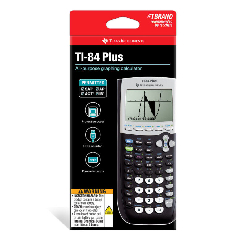 Texas Instruments TI-84 Plus Graphing Calculator – Ideal for SAT, ACT, AP, IB Exams