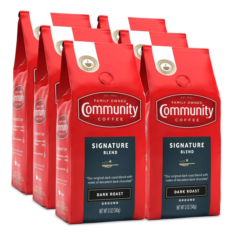 6 Pack Community Coffee Signature Blend Dark Roast, Premium Ground Coffee 12oz