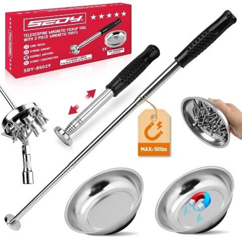 SEDY Telescoping Magnetic Pickup Tool Set - 3 Pieces, 41 Inches Extended, $9.99