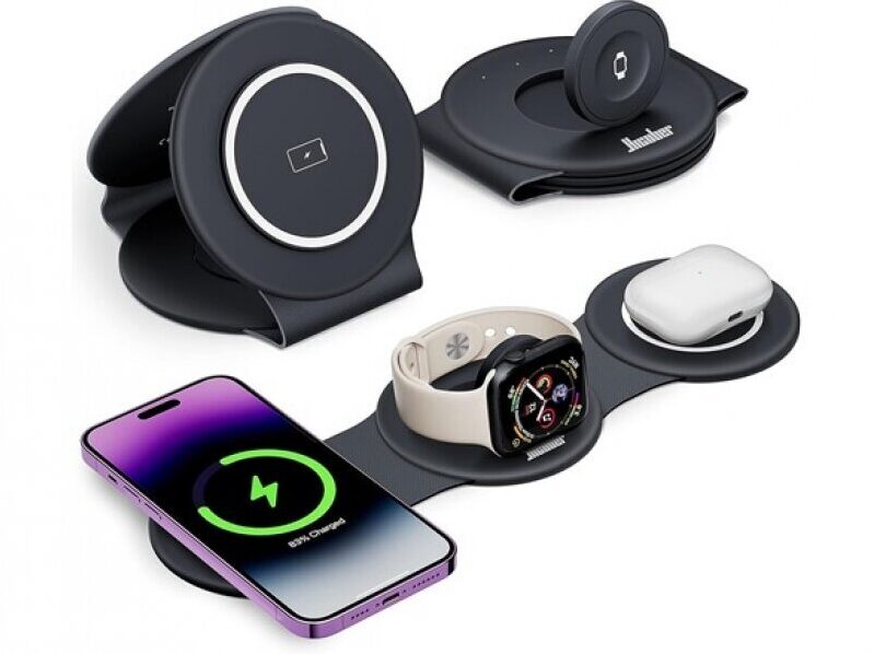 Hicober 3-in-1 Wireless Magnetic Foldable Charging Station for Apple Devices