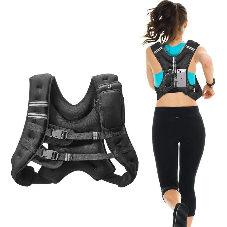 Vevor Weighted Vest with Reflective Stripe - 20-lbs Adjustable Weight