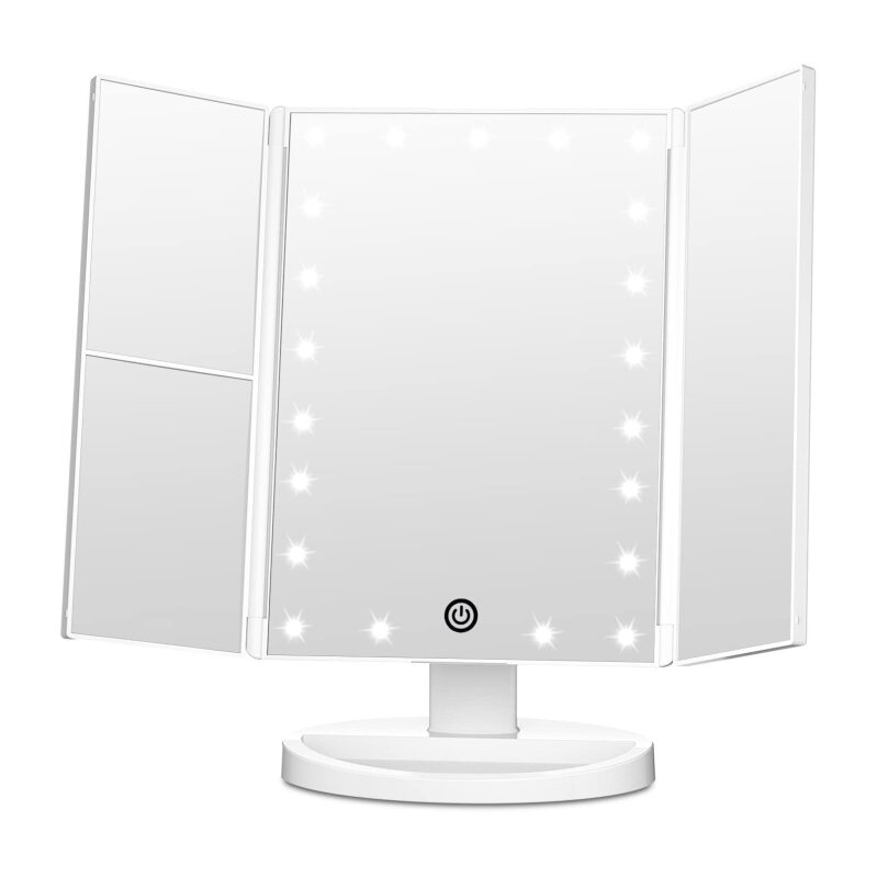 Fascinate Trifold Vanity Mirror with Lights - Perfect for Makeup and Skincare
