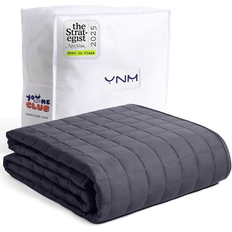 YnM 15lbs Weighted Blanket with Cooling Glass Beads - Optimal Comfort