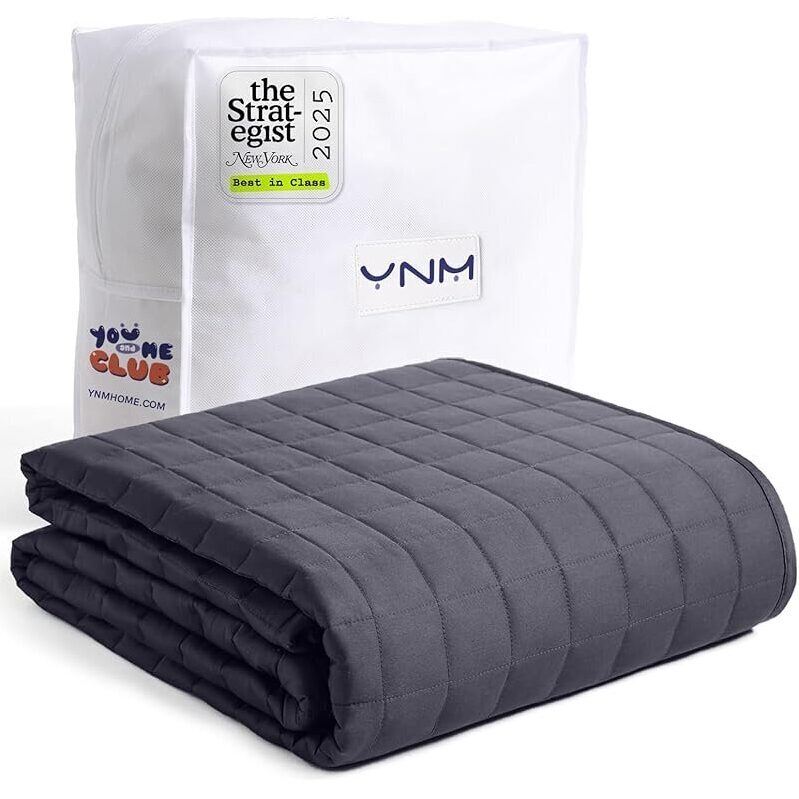 YnM 15lbs Weighted Blanket with Cooling Glass Beads - Optimal Comfort