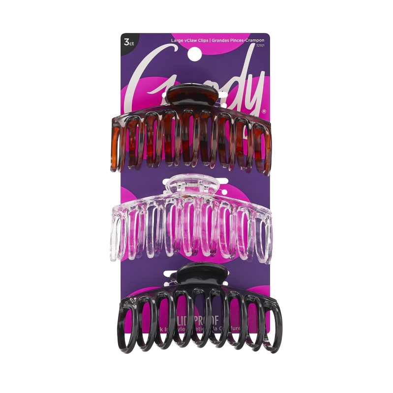 3-Count Goody Classics Large Spiral Claw Clips - Sleek, Durable, and Effortless Hair Styling