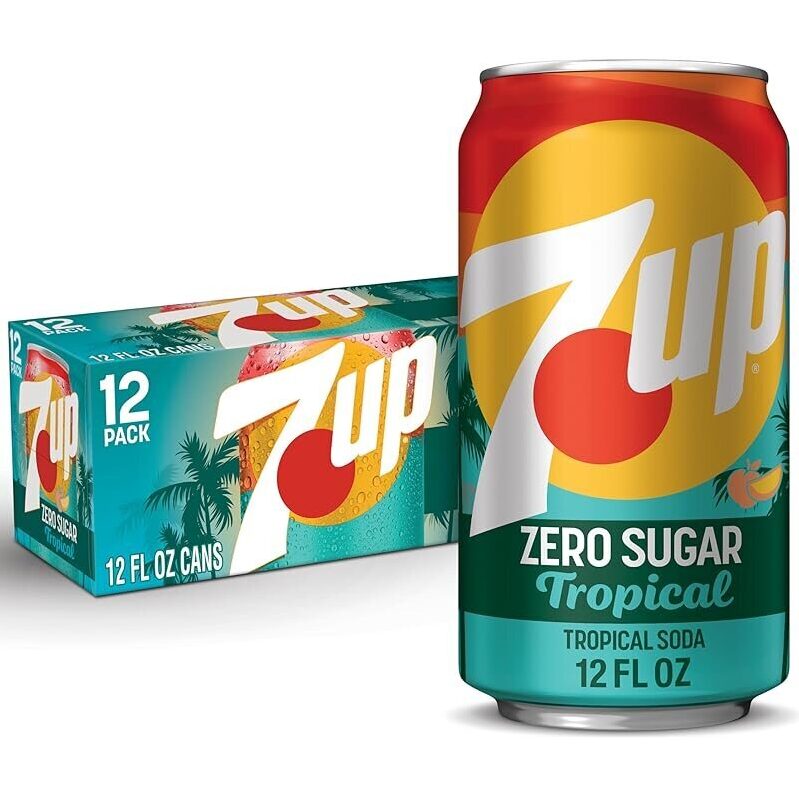 12-Pack 7UP Tropical Zero Sugar Soda 12oz