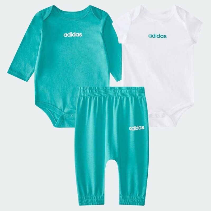 Adidas Kids 3-Piece Linear Logo Bodyshirt & Pant Set - Comfort and Style for Little Ones