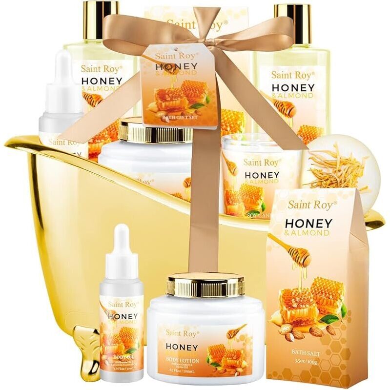 Luxury Honey Almond Bath Gift Set for Women - Ultimate Relaxation