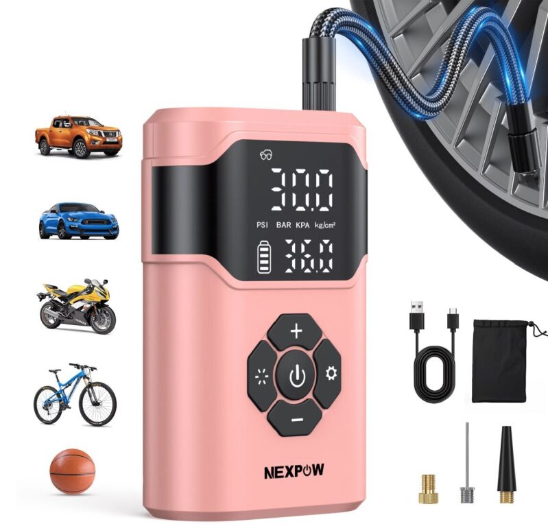 NEXPOW 150PSI Portable Car Tire Inflator - Pink