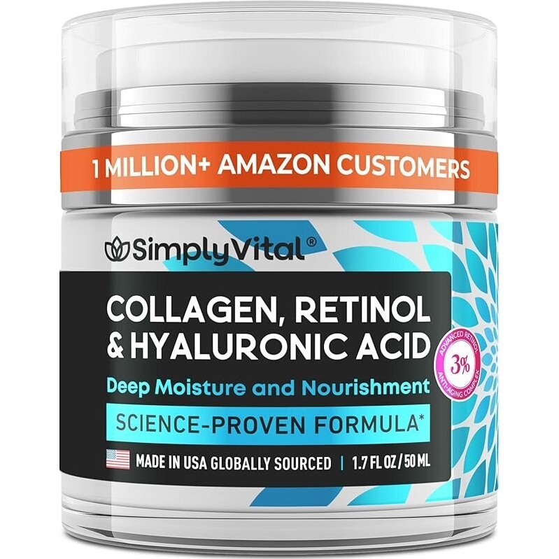 SimplyVital Collagen Retinol & Hyaluronic Acid Anti-Aging Face Moisturizer