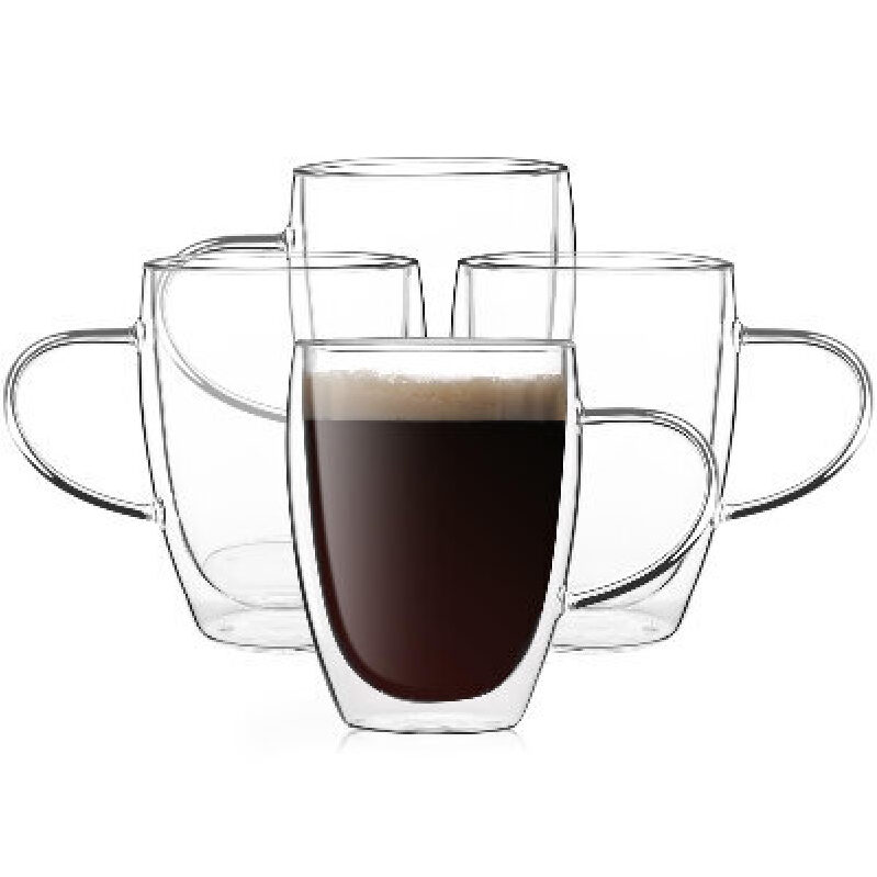 Aurzen Double-Walled Borosilicate Glass Coffee Cups - 4 Pack