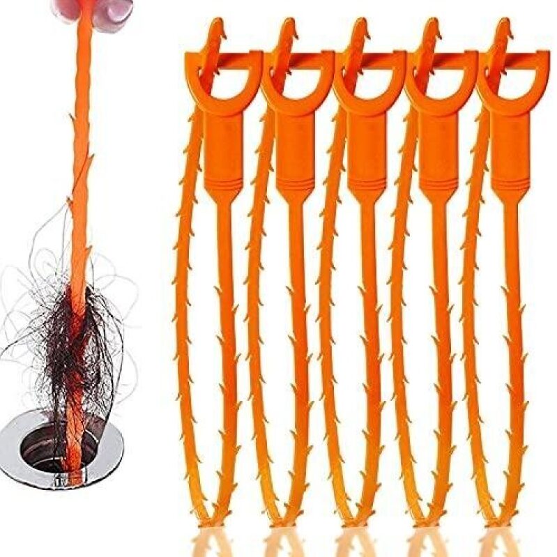 5-Piece Drain Cleaning Snake Kit - 25 Inches - Heavy Duty Clog Remover