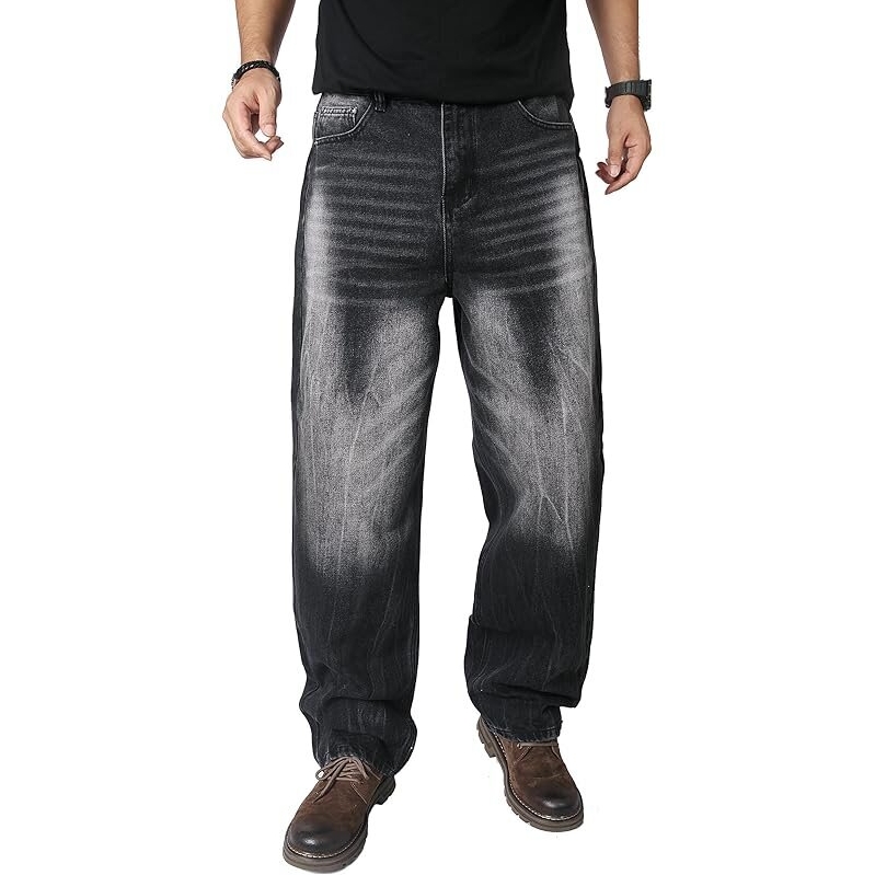OIIIO Men's Wide Leg Baggy Casual Jean - Unrestricted Comfort & Style