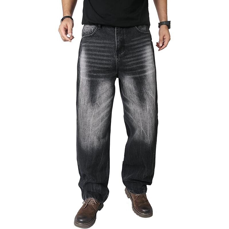 OIIIO Men's Wide Leg Baggy Casual Jean - Unrestricted Comfort & Style