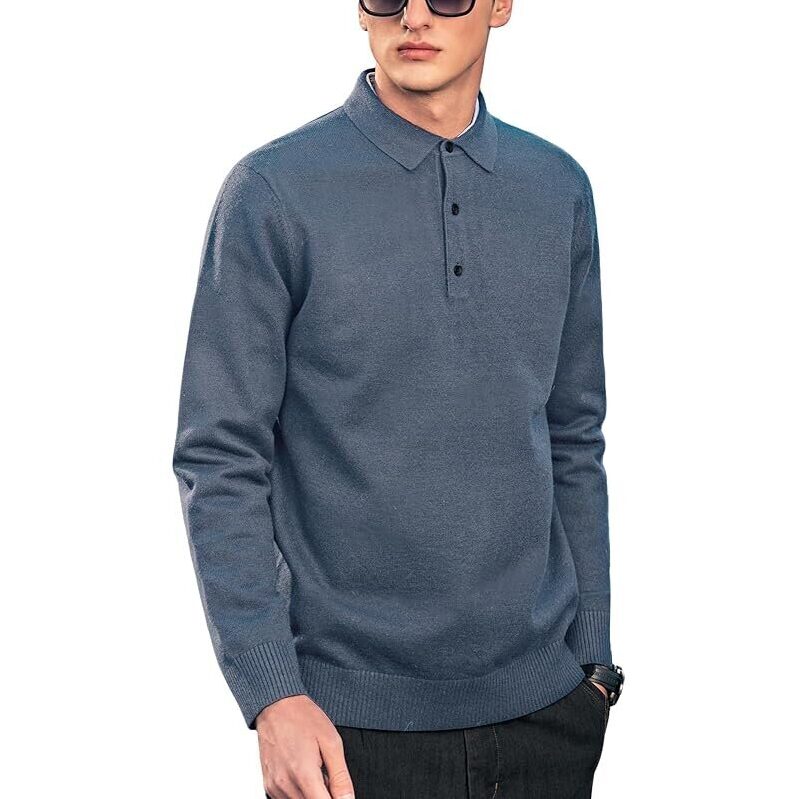 ZVX Mens Polo Fashion Collar Casual Sweater
