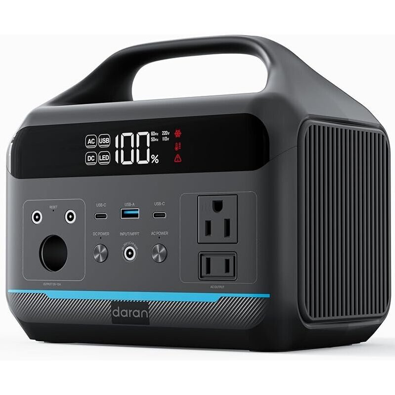 Daran 288Wh 600W LiFePO4 Portable Power Station with AC/DC Outlets - Ideal for Outdoor Adventures