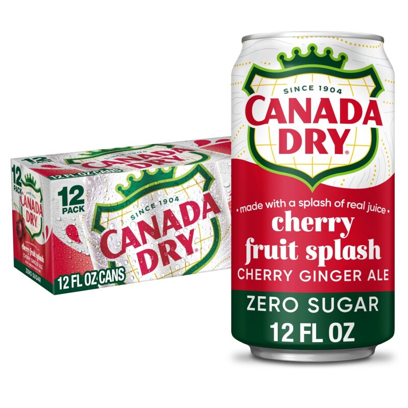 12pk Canada Dry Zero Sugar Cherry Gingerale Fruit Splash 12oz