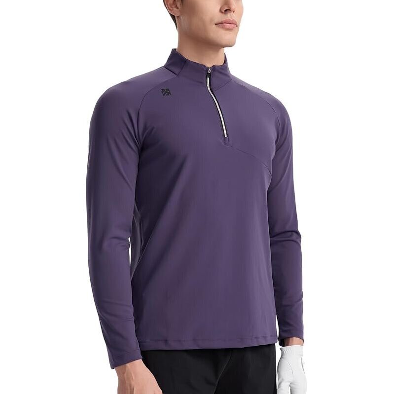 SENBWL Men's Quarter Zip Pullover - Lightweight, Moisture-Wicking Workout Shirt