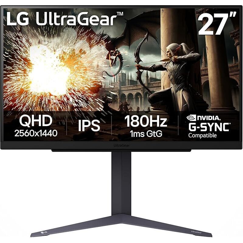 LG 27GS75Q-B 27-inch UltraGear QHD 180Hz Gaming Monitor - High-Performance Gaming
