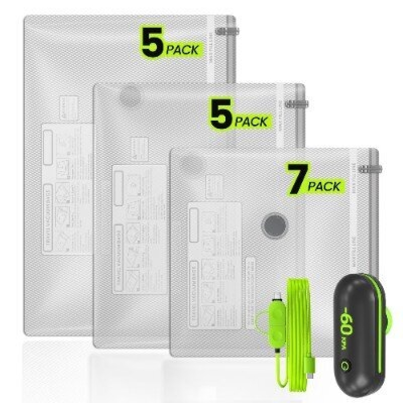 Compact Travel Vacuum Bags - 17 Pack for Organized Packing