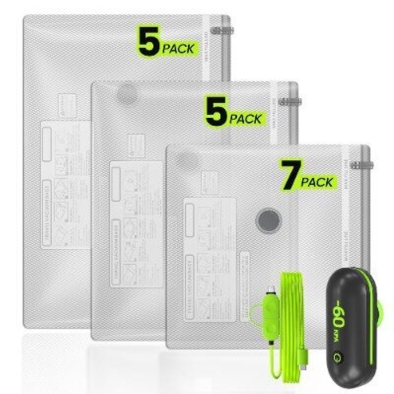 Compact Travel Vacuum Bags - 17 Pack for Organized Packing