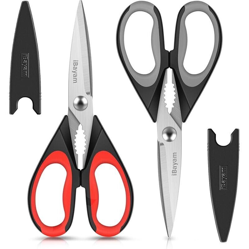 Heavy Duty Kitchen Scissors 2-Pack - Versatile, Sharp, Comfortable Grip