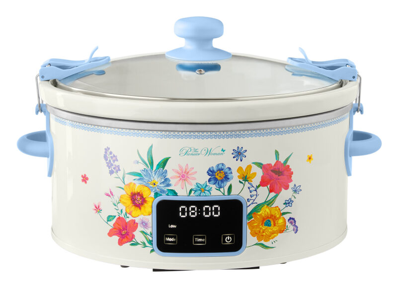 6 Qt Digital Slow Cooker w/ Locking Lid - Brilliant Blooms Pattern