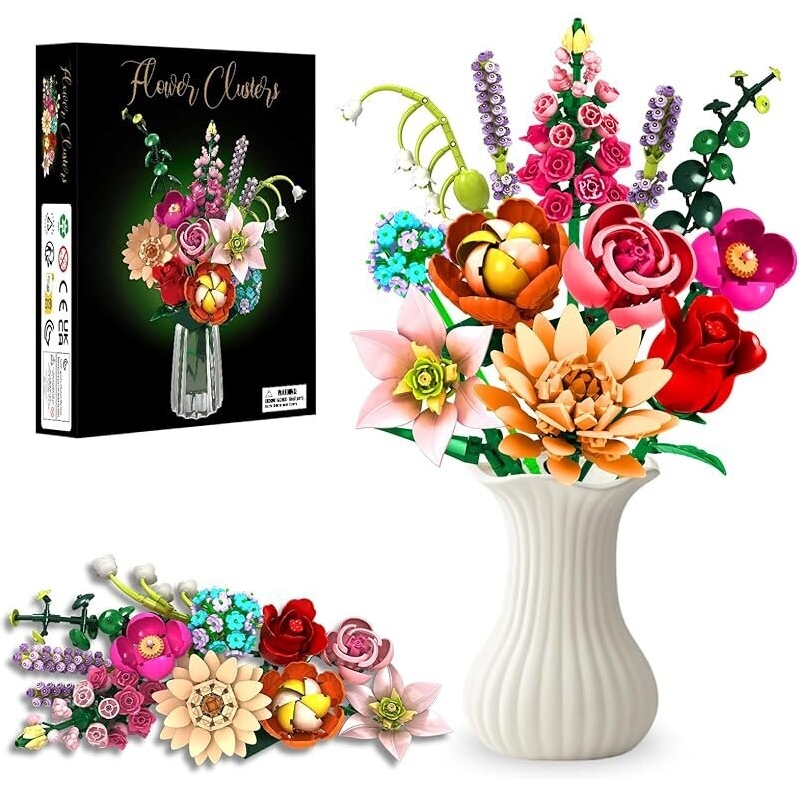 Customizable Rongmeiz Flower Bouquet Building Kit - 762 Pieces