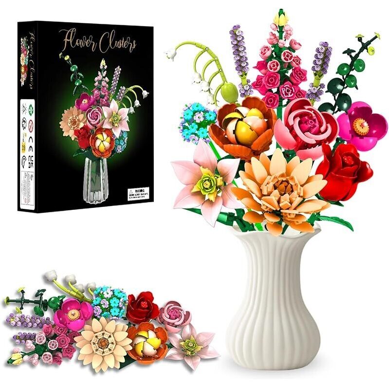 Customizable Rongmeiz Flower Bouquet Building Kit - 762 Pieces