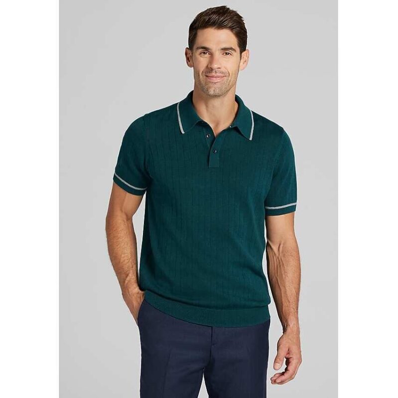 Jos. A. Bank Tailored Fit Drop Needle Polo - Elevate Your Casual Wardrobe