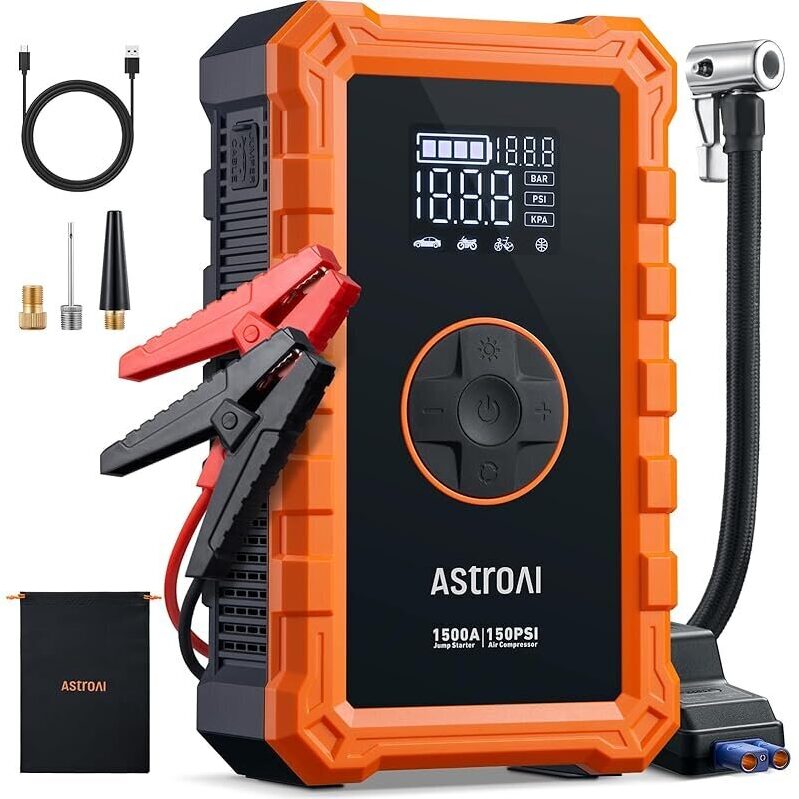 AstroAI S8 Air 3000A Car Jump Starter with 150PSI Air Compressor
