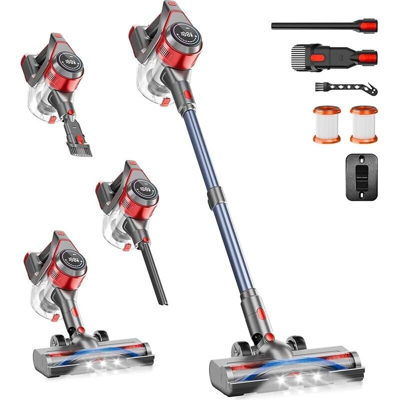 8-in-1 35Kpa Cordless Stick Vacuum Cleaner w/Detachable Battery - Efficient and Long-lasting Cleaning Solution