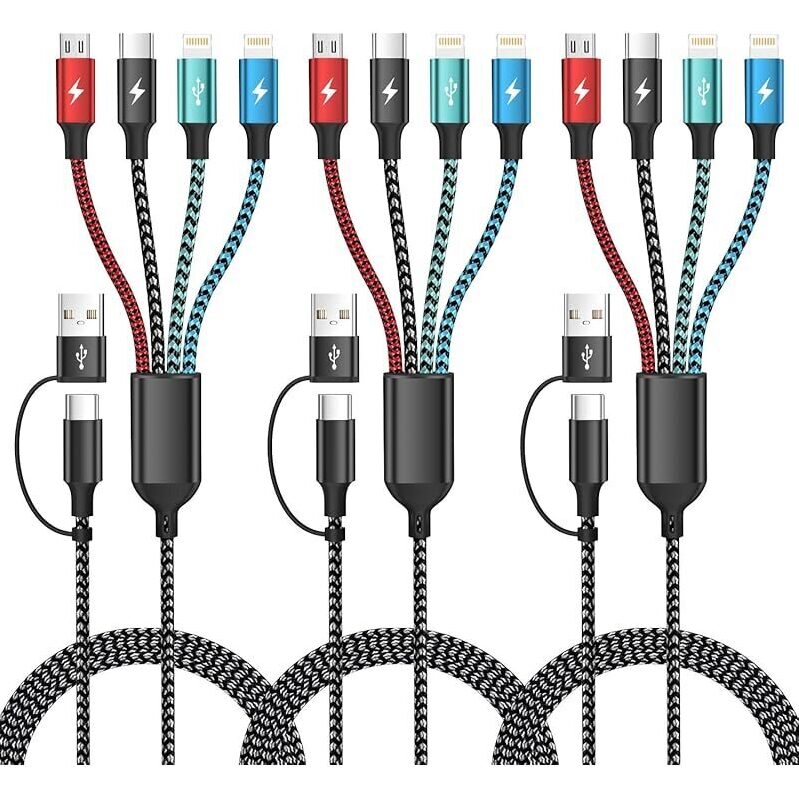 Firsting 4-in-2 Multi Charging Cable (3Pack, 5FT) - Ultimate Charging Solution