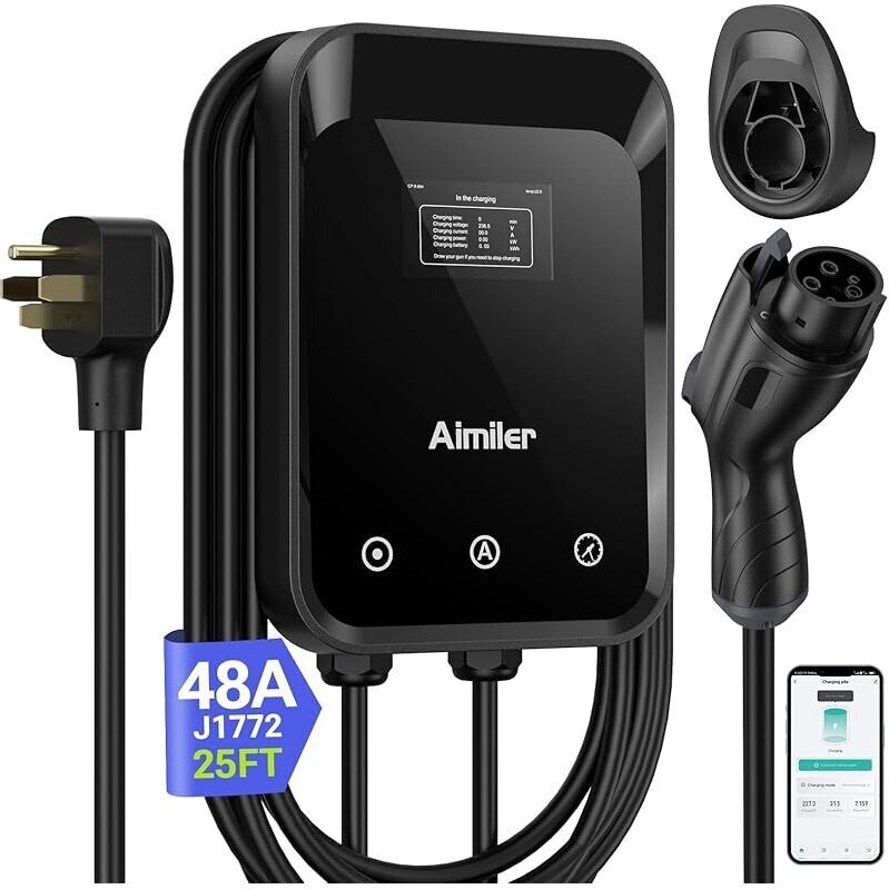 Aimiler Level 2 Electric Vehicle (EV) Charger 48A with 25ft Cable