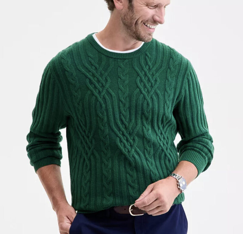 Men's Cable Knit Merino Wool Blend Sweater - Stylish & Warm