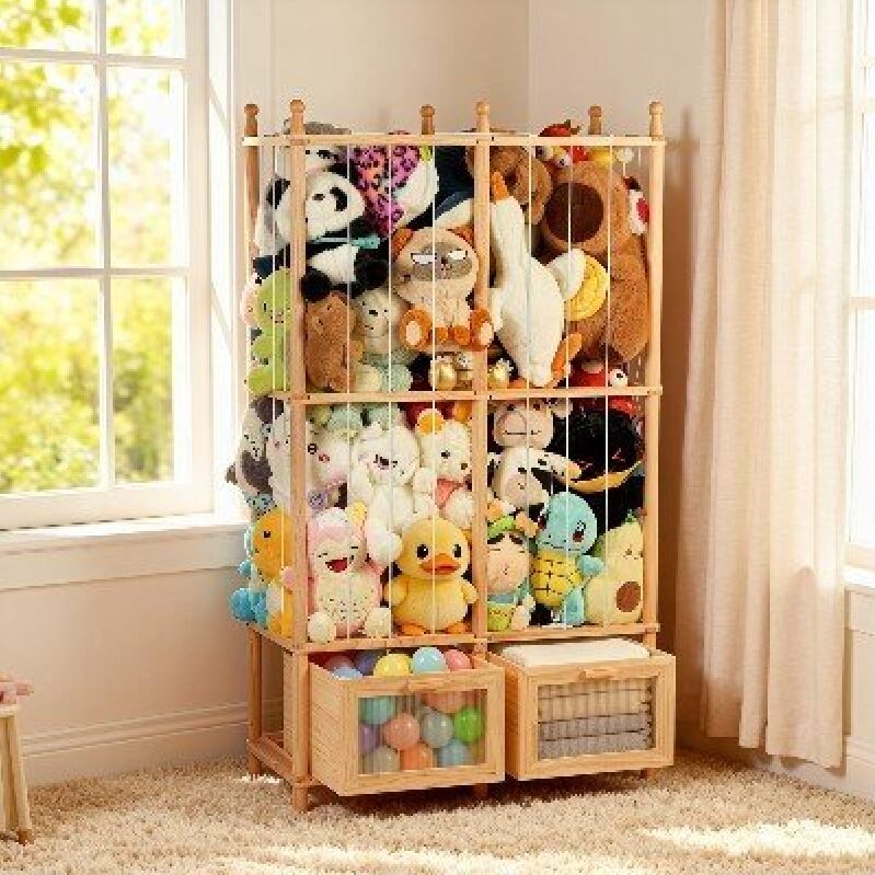 Premium Solid Wood Plush Toy Storage Cabinet