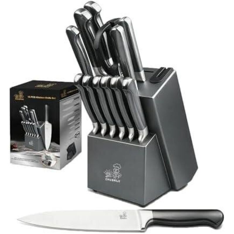 Complete 15-Piece Full Steel Knife Set with Sharpener - 40% Discount